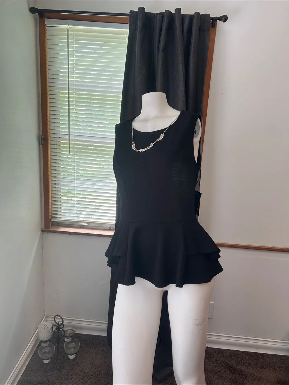 Thalia & Sodi Black Sleeveless Peplum Top